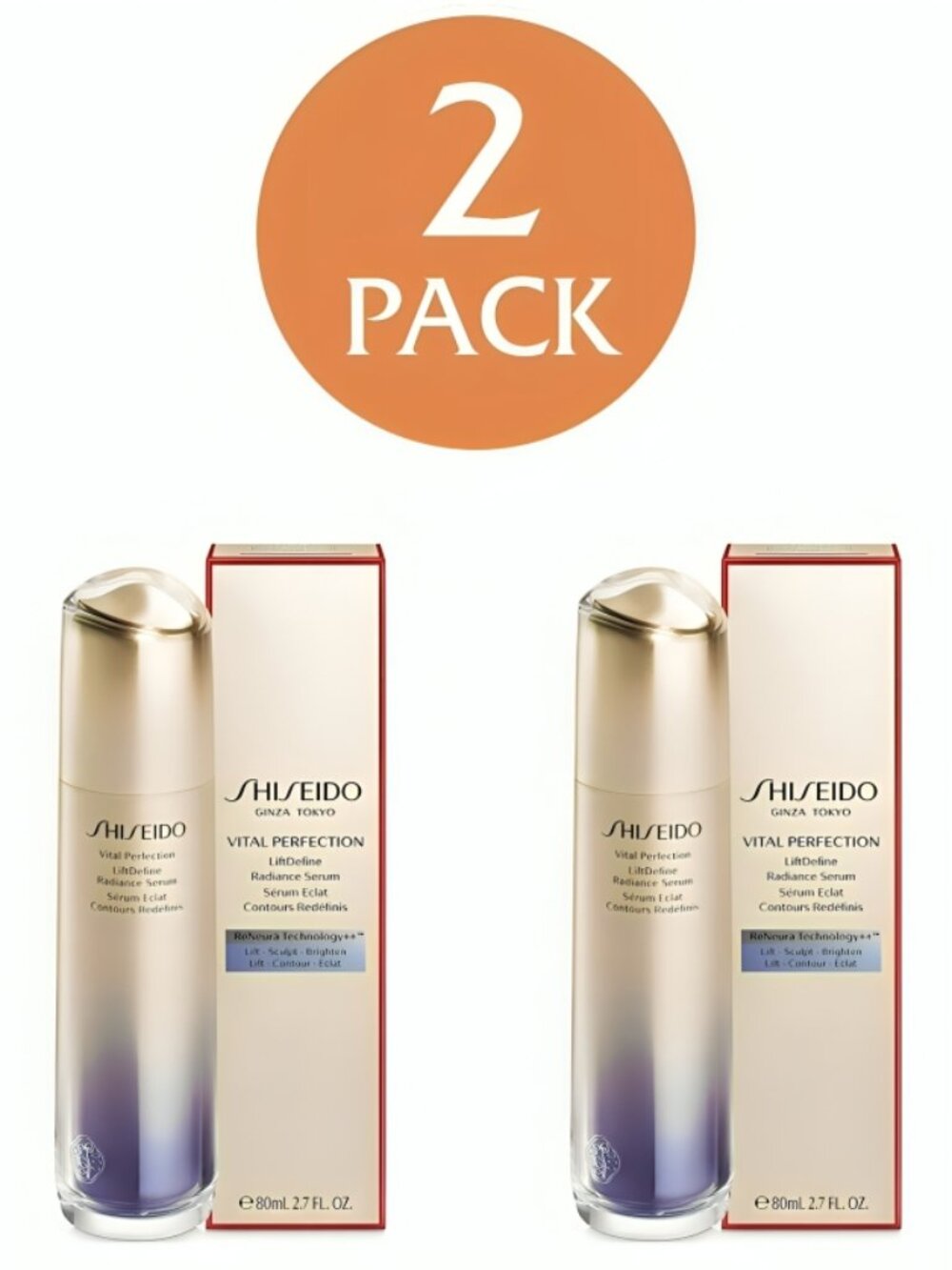 Shiseido Vital Perfection LiftDefine Radiance Serum 80mL / 2.7 Oz New in Box 2x